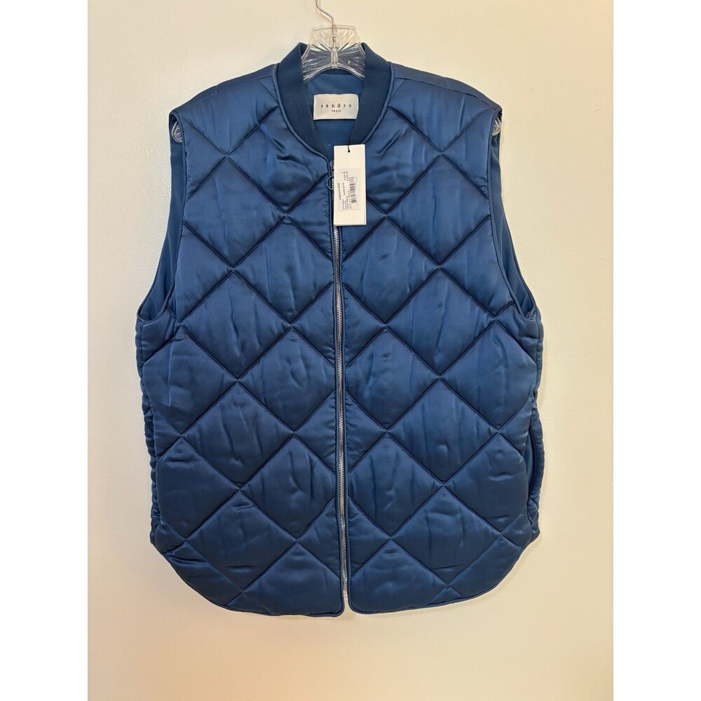 Sandro Adela Silk Blue Vest Jacket Size 2 -Medium